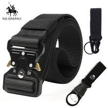 Load image into Gallery viewer, NO.ONEPAUL Tactical belt Military high quality Nylon men's training belt metal multifunctional buckle outdoor sports hook new