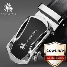 Load image into Gallery viewer, NO.ONEPAUL Brand Fashion Automatic Buckle Black Genuine Leather Belt Men's Belts Cow Leather Belts for Men 3.5cm Width WQE789