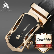Load image into Gallery viewer, NO.ONEPAUL Brand Fashion Automatic Buckle Black Genuine Leather Belt Men's Belts Cow Leather Belts for Men 3.5cm Width WQE789