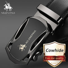 Load image into Gallery viewer, NO.ONEPAUL Brand Fashion Automatic Buckle Black Genuine Leather Belt Men's Belts Cow Leather Belts for Men 3.5cm Width WQE789