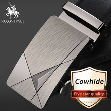 Load image into Gallery viewer, NO.ONEPAUL Brand Fashion Automatic Buckle Black Genuine Leather Belt Men's Belts Cow Leather Belts for Men 3.5cm Width WQE789