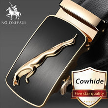 Load image into Gallery viewer, NO.ONEPAUL Brand Fashion Automatic Buckle Black Genuine Leather Belt Men's Belts Cow Leather Belts for Men 3.5cm Width WQE789