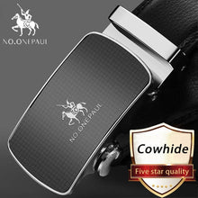 Load image into Gallery viewer, NO.ONEPAUL Brand Fashion Automatic Buckle Black Genuine Leather Belt Men's Belts Cow Leather Belts for Men 3.5cm Width WQE789