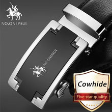 Load image into Gallery viewer, NO.ONEPAUL Brand Fashion Automatic Buckle Black Genuine Leather Belt Men's Belts Cow Leather Belts for Men 3.5cm Width WQE789