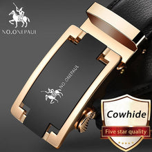 Load image into Gallery viewer, NO.ONEPAUL Brand Fashion Automatic Buckle Black Genuine Leather Belt Men's Belts Cow Leather Belts for Men 3.5cm Width WQE789