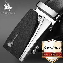 Load image into Gallery viewer, NO.ONEPAUL Brand Fashion Automatic Buckle Black Genuine Leather Belt Men's Belts Cow Leather Belts for Men 3.5cm Width WQE789