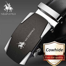 Load image into Gallery viewer, NO.ONEPAUL Brand Fashion Automatic Buckle Black Genuine Leather Belt Men's Belts Cow Leather Belts for Men 3.5cm Width WQE789