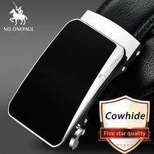 Load image into Gallery viewer, NO.ONEPAUL Brand Fashion Automatic Buckle Black Genuine Leather Belt Men's Belts Cow Leather Belts for Men 3.5cm Width WQE789