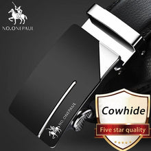 Load image into Gallery viewer, NO.ONEPAUL Brand Fashion Automatic Buckle Black Genuine Leather Belt Men's Belts Cow Leather Belts for Men 3.5cm Width WQE789