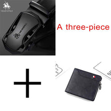 Load image into Gallery viewer, NO.ONEPAUL Brand Fashion Automatic Buckle Black Genuine Leather Belt Men's Belts Cow Leather Belts for Men 3.5cm Width WQE789
