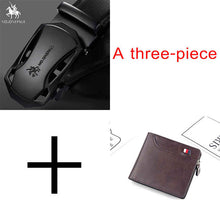 Load image into Gallery viewer, NO.ONEPAUL Brand Fashion Automatic Buckle Black Genuine Leather Belt Men's Belts Cow Leather Belts for Men 3.5cm Width WQE789