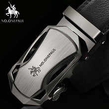 Load image into Gallery viewer, NO.ONEPAUL Brand Fashion Automatic Buckle Black Genuine Leather Belt Men's Belts Cow Leather Belts for Men 3.5cm Width WQE789